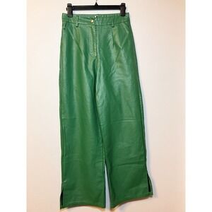 PRINCESS POLLY‎ Green Faux Leather Light Flare Leg Pant Womens sz 4